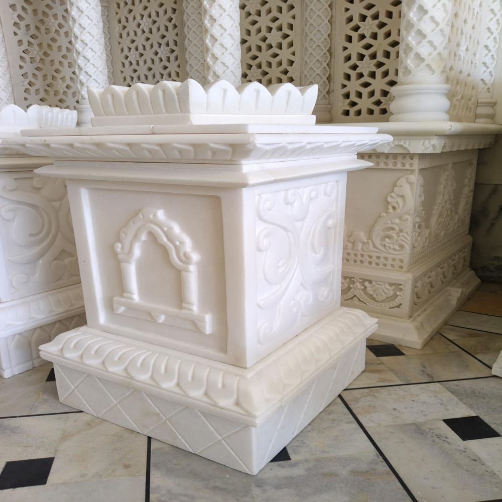 Vaitnam white marble tulsi pot 