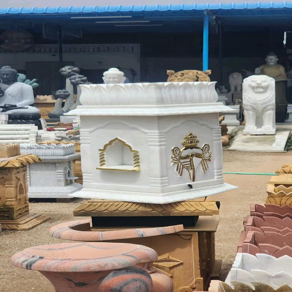 Vaitnam white marble tulsi pot 