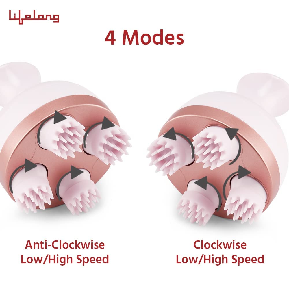 Lifelong LLM225 Rechargeable Head, Scalp Full Body Pain Relief Massager, Electric Head Kneading Massager,4 Speed
