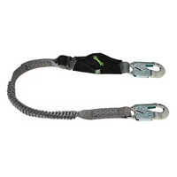 Energy Absorbing Lanyards - Polyester Webbing, 1.5-2 M, Yellow With Black Sleeve | Shock Absorbing Pack, Steel Hooks, En 355:2002 Compliant