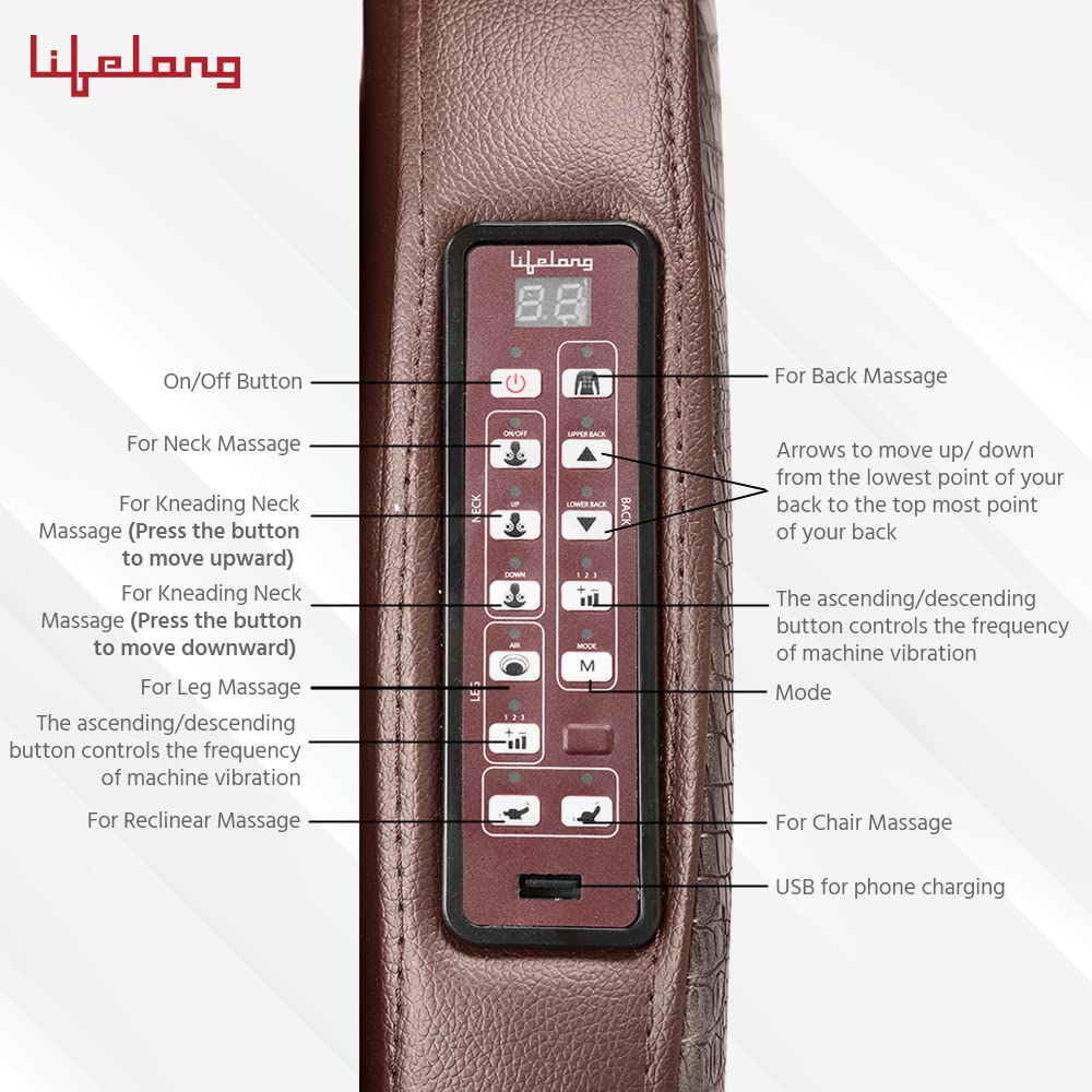 Lifelong LLM549 Full Body Massage Chair with Recliner and powerful 3D back and Leg Massage for Home| Massage chair