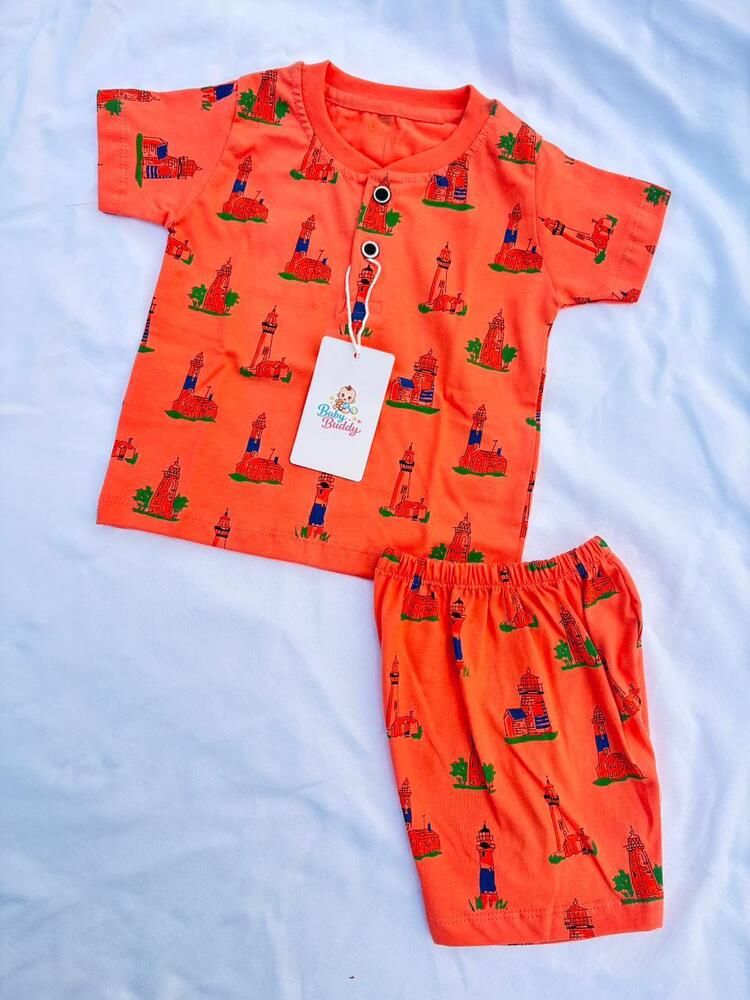 Red Color T shirt And Shorts