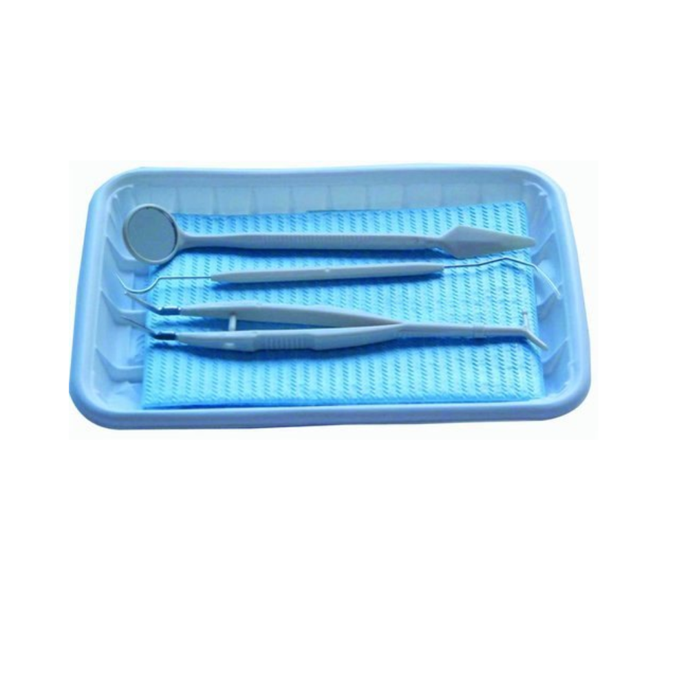 Dental Pmt Set - Plastic, Compact, White, Pre-sterilized | Fine-point Probe, Anti-fog Mirror, Tweezer, Non-slip Handle