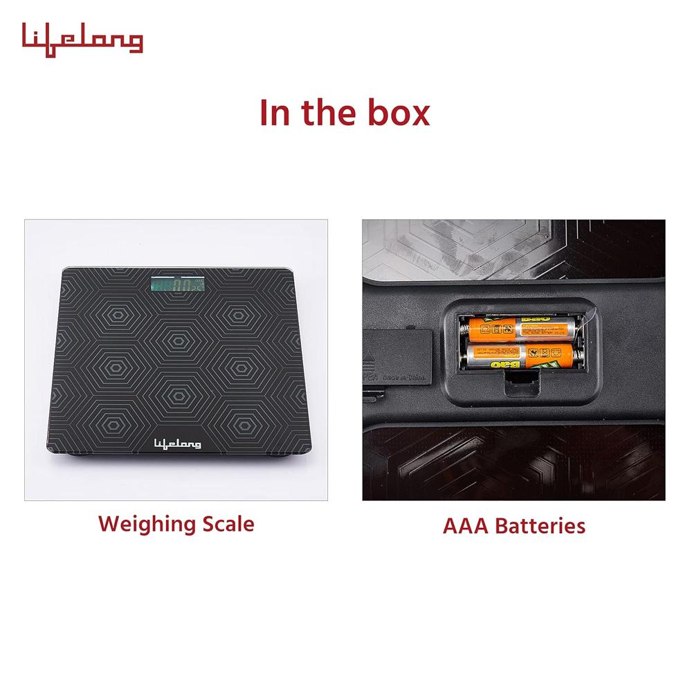 Lifelong LLWS18 Digital Weighing Scale|Glass Weighing Scale Machine|Electronic Bathroom Scales & Weight Machine for Home & Human Balance & Battery included