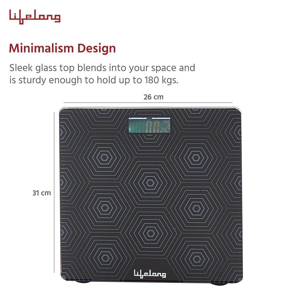 Lifelong LLWS18 Digital Weighing Scale|Glass Weighing Scale Machine|Electronic Bathroom Scales & Weight Machine for Home & Human Balance & Battery included