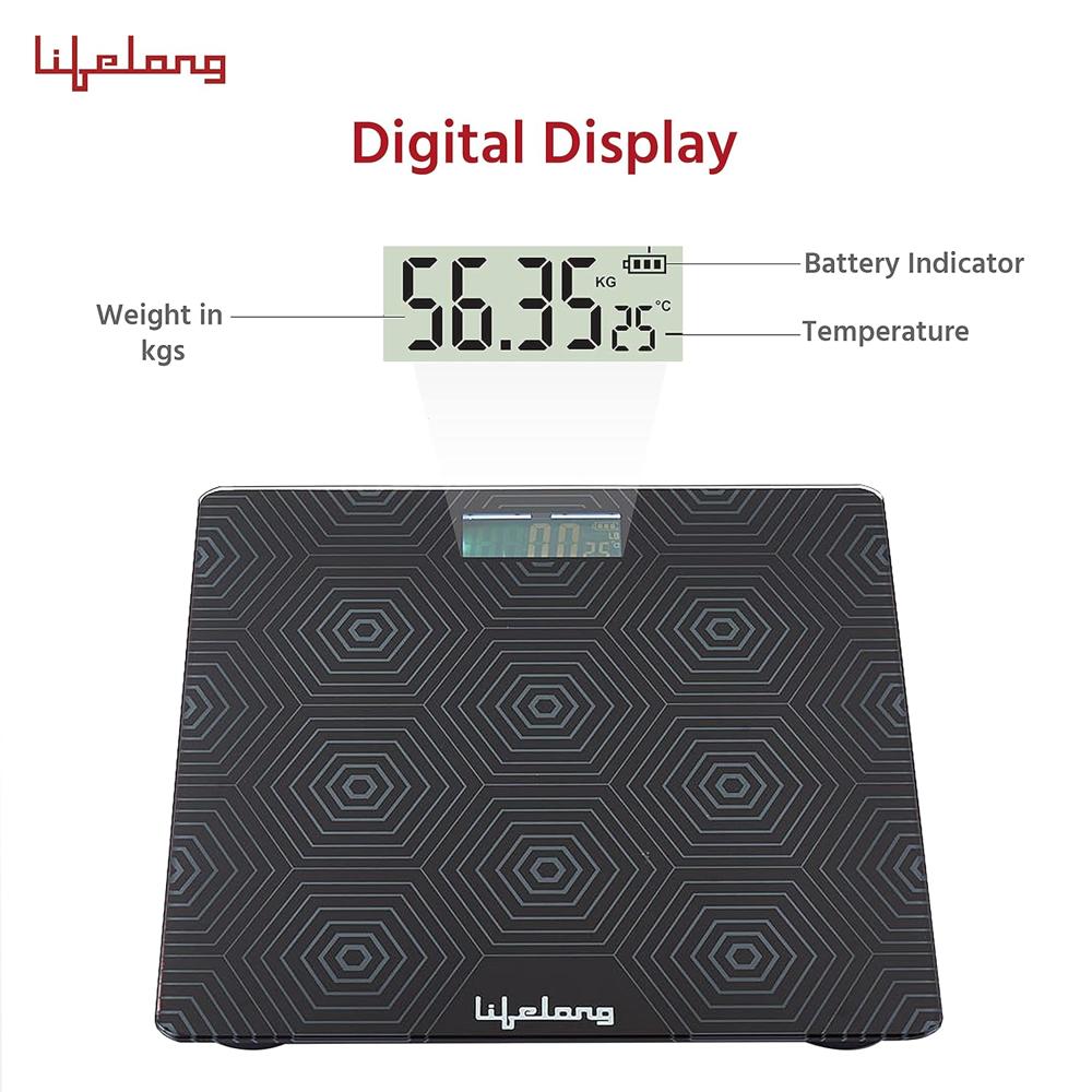 Lifelong LLWS18 Digital Weighing Scale|Glass Weighing Scale Machine|Electronic Bathroom Scales & Weight Machine for Home & Human Balance & Battery included
