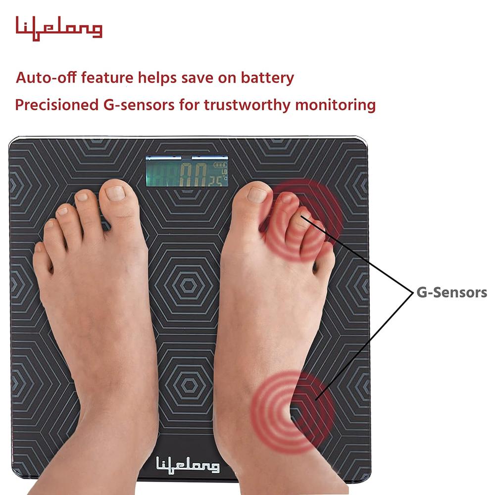 Lifelong LLWS18 Digital Weighing Scale|Glass Weighing Scale Machine|Electronic Bathroom Scales & Weight Machine for Home & Human Balance & Battery included
