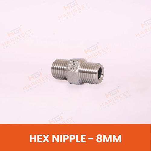 8 Mm Stainless Steel Hex Nipple - Color: Gold