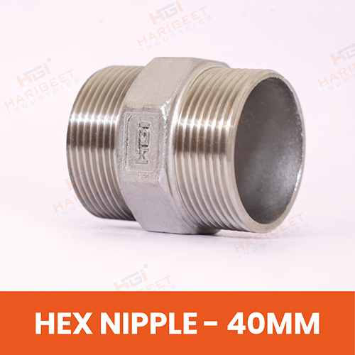 40 Mm Stainless Steel Hex Nipple - Color: Golden