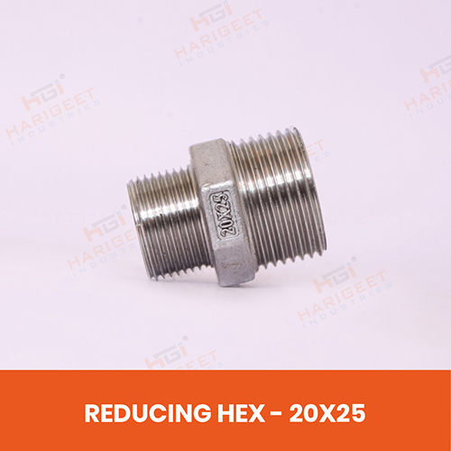 Stainless Steel Reducing Hex Nipple - Bend Radius: N/A (Rigid Fitting)