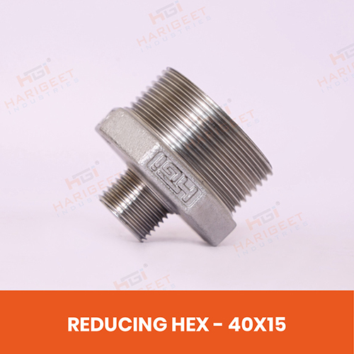 Stainless Steel Reducing Hex Nipple - Bend Radius: Not Applicable (Rigid Fitting)