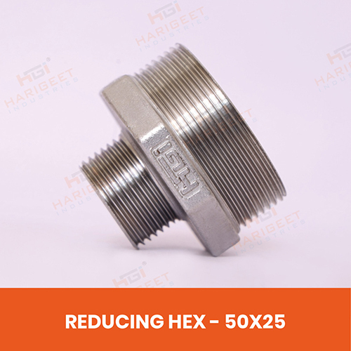 Stainless Steel Reducing Hex Nipple - SS 304/316, 50x40 mm, Silver, BSPT Threaded, Hot Dip Galvanized, 20 Bar Pressure