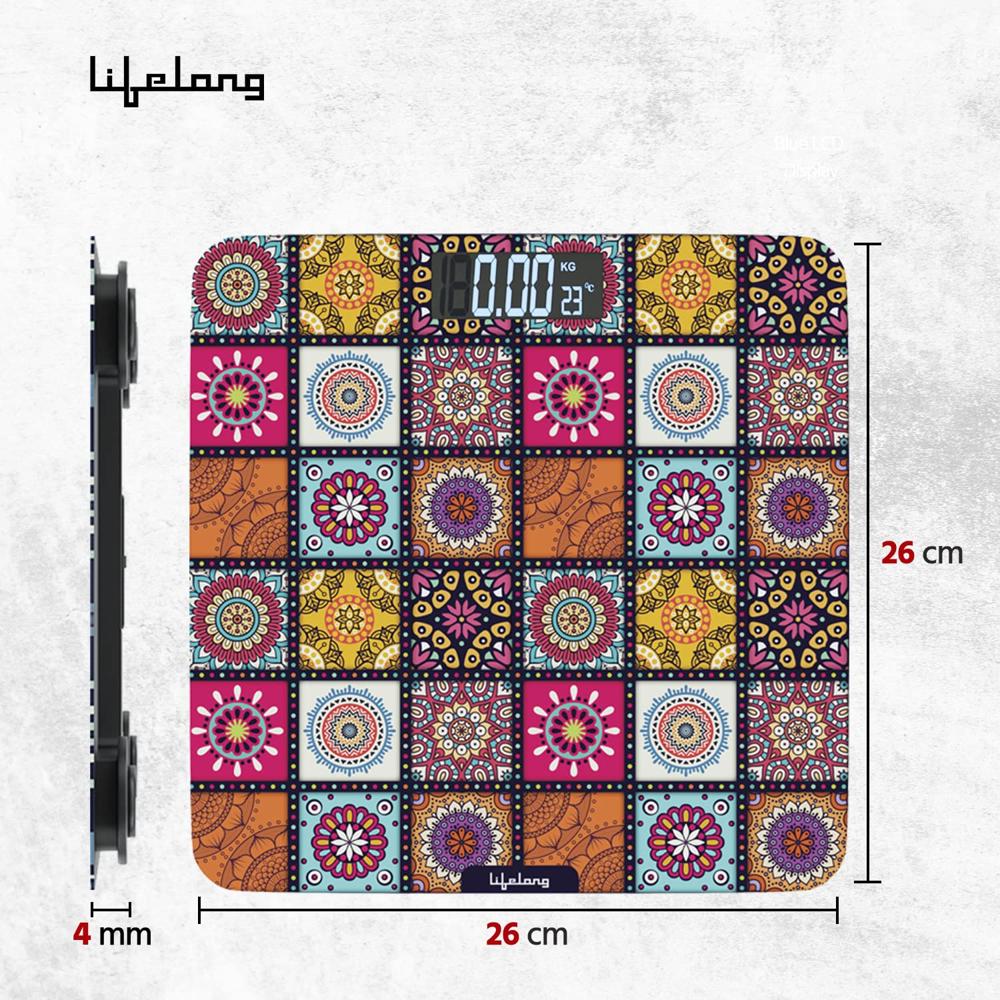 Lifelong Mystical LLWS63 Weighing Scale (Indian Cultural Series - Rajasthan Urban)|Digital Weight Machine for Body Weight|Thick Tempered