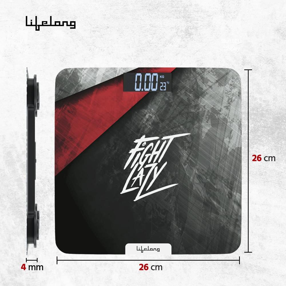 Lifelong ActiveFlex Weighing Scale (Fight Lazy Series LLWS45- Active Black)|Digital Weight Machine for Body