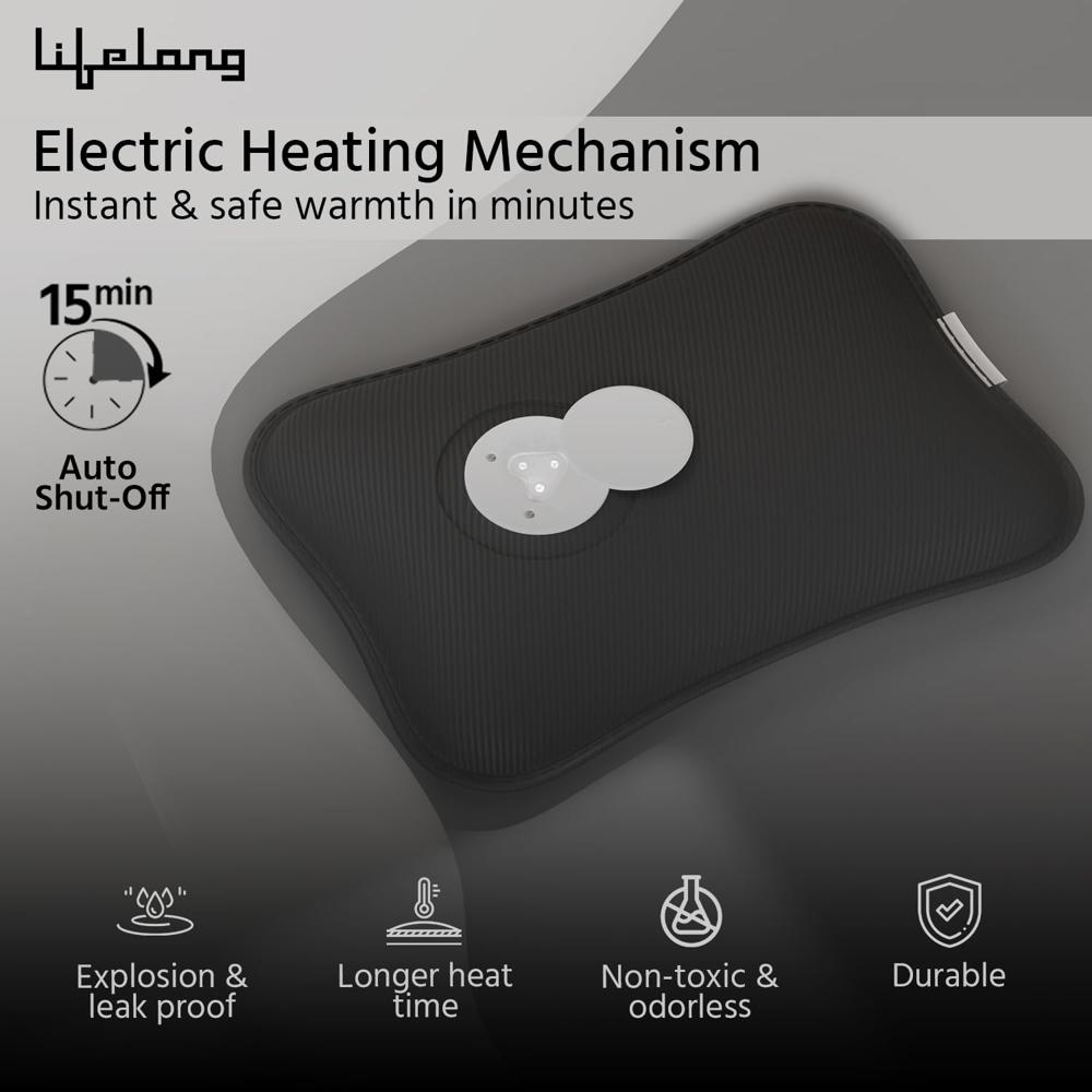 Lifelong Hot Water Bag with Panda Cover, 1L Cute Hot Water Bag with Hands Warmer Pocket, Removeable & Washable Soft Bag Cover, Helps Provide Warmth and Comfort (LLHC09)