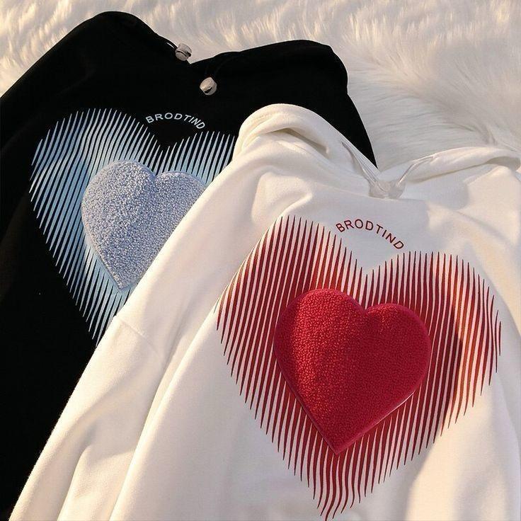 Heart Print  Hoodies