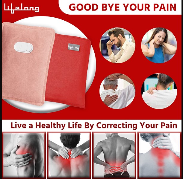 Lifelong LLM612 Hot Water Bag for Full Body Pain Relief|Dual Insulation Silicon Technology Massager (Pink)
