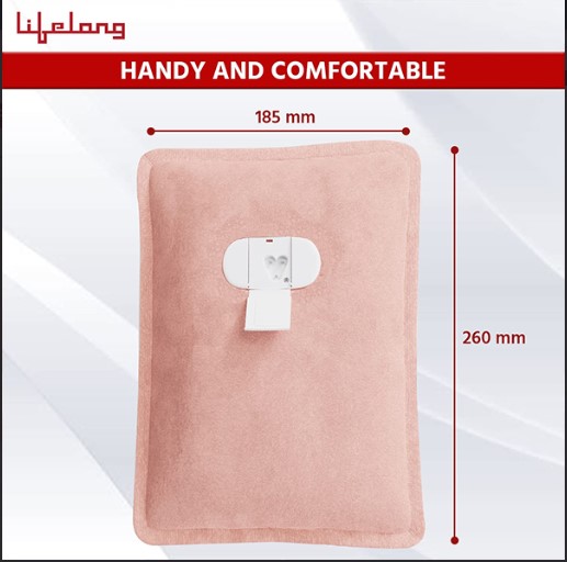 Lifelong LLM612 Hot Water Bag for Full Body Pain Relief|Dual Insulation Silicon Technology Massager (Pink)