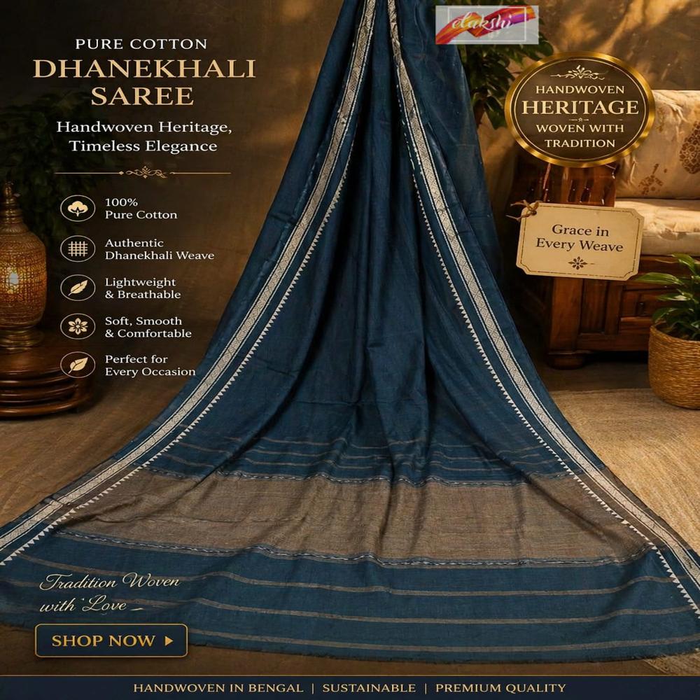 Plain body Dhanekhali saree