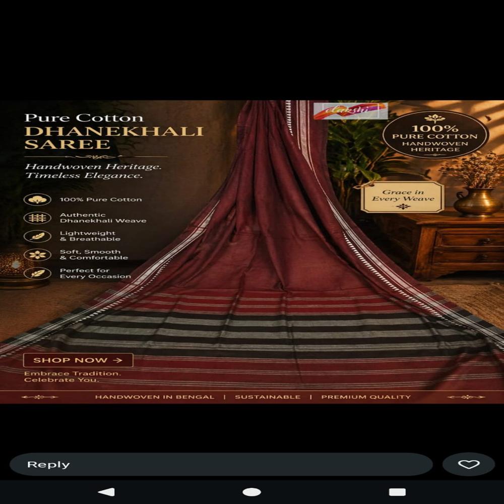 Plain body Dhanekhali saree 
