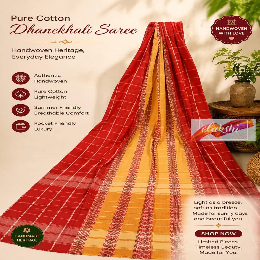 Plain body Dhanekhali saree