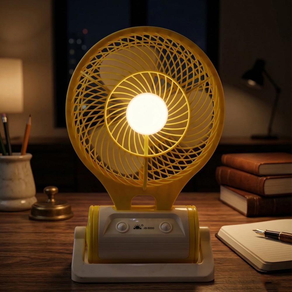 Portable Rechargeable Led Light With Mini Table Fan (1 Pc) - Application: Office Products