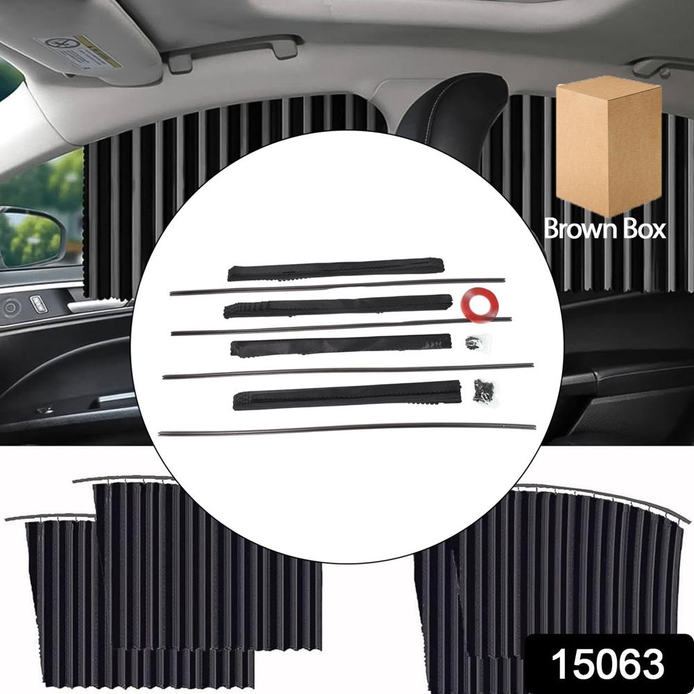 Car Window Curtain Sunshade 4 Pcs Set with Hooks Tapes