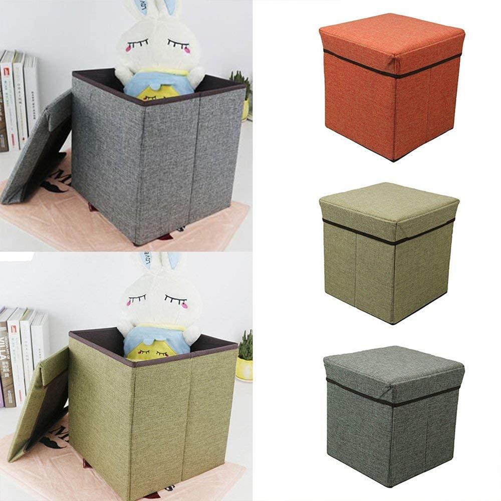 4986 Living Room Cube Shape Sitting Stool With Storage Box.(Mix Color) - Color: Mix