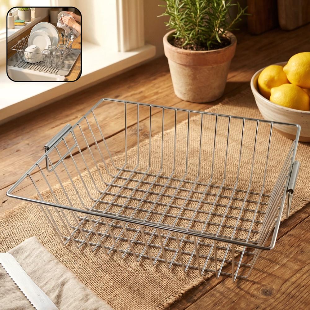 Multipurpose Stainless Steel Kitchen Sink Basket (1 Pc, 12X15 Inch) - Color: Mix