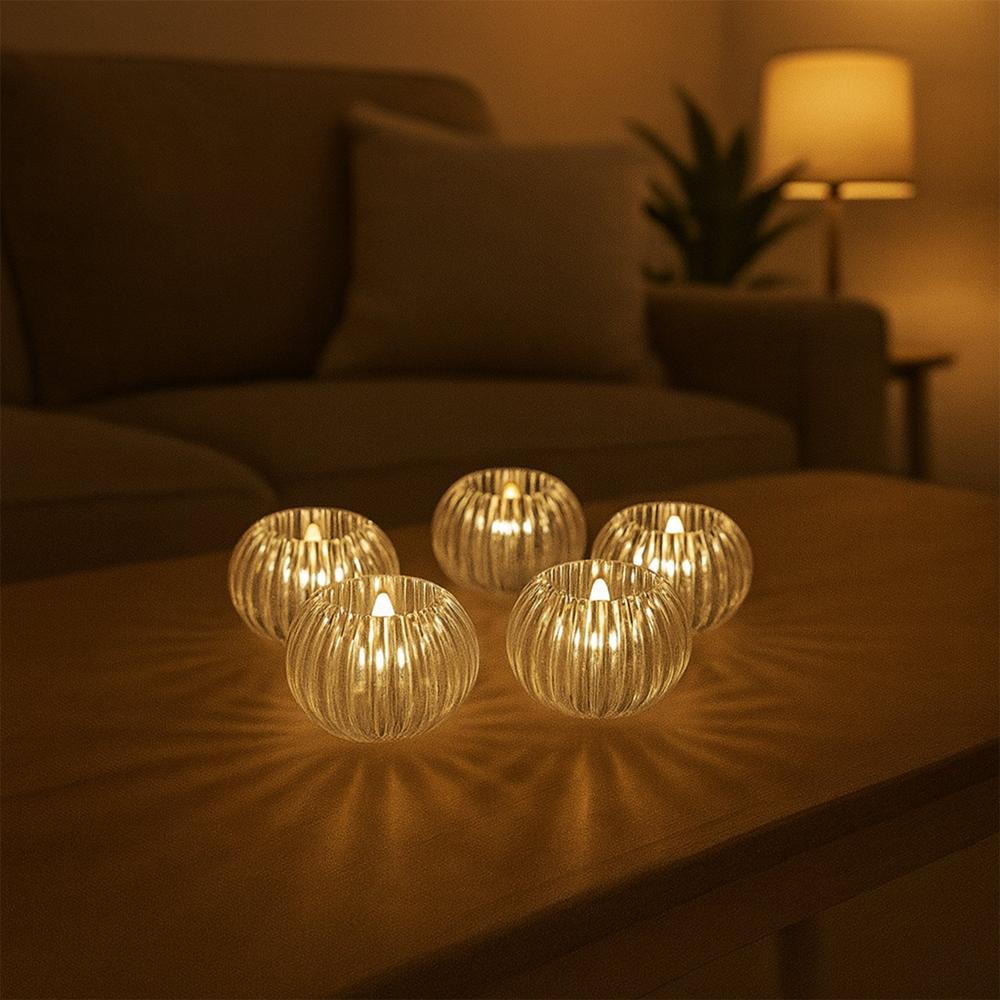 Crystal Design Led Flameless Tealight Candles (6 Pc) - Color: Mix