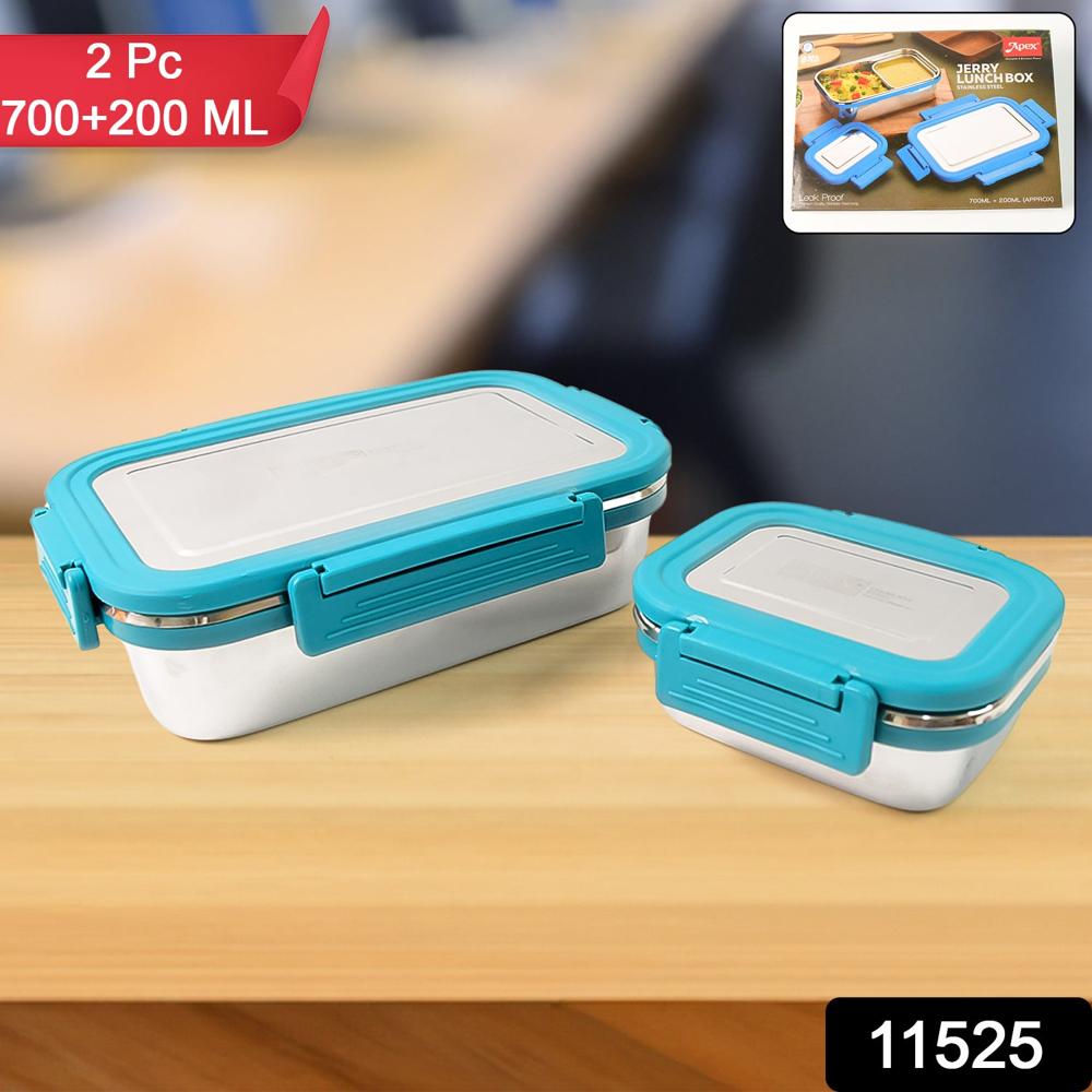 Apex Jerry Lunch Box Stainless Steel Food Container (2 Pc / 700+200 ML Approx)
