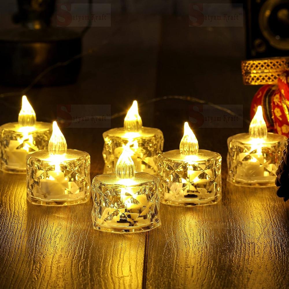 Flameless Acrylic Led Tealight Candles For Festival Decor (24 Pc) - Color: Mix