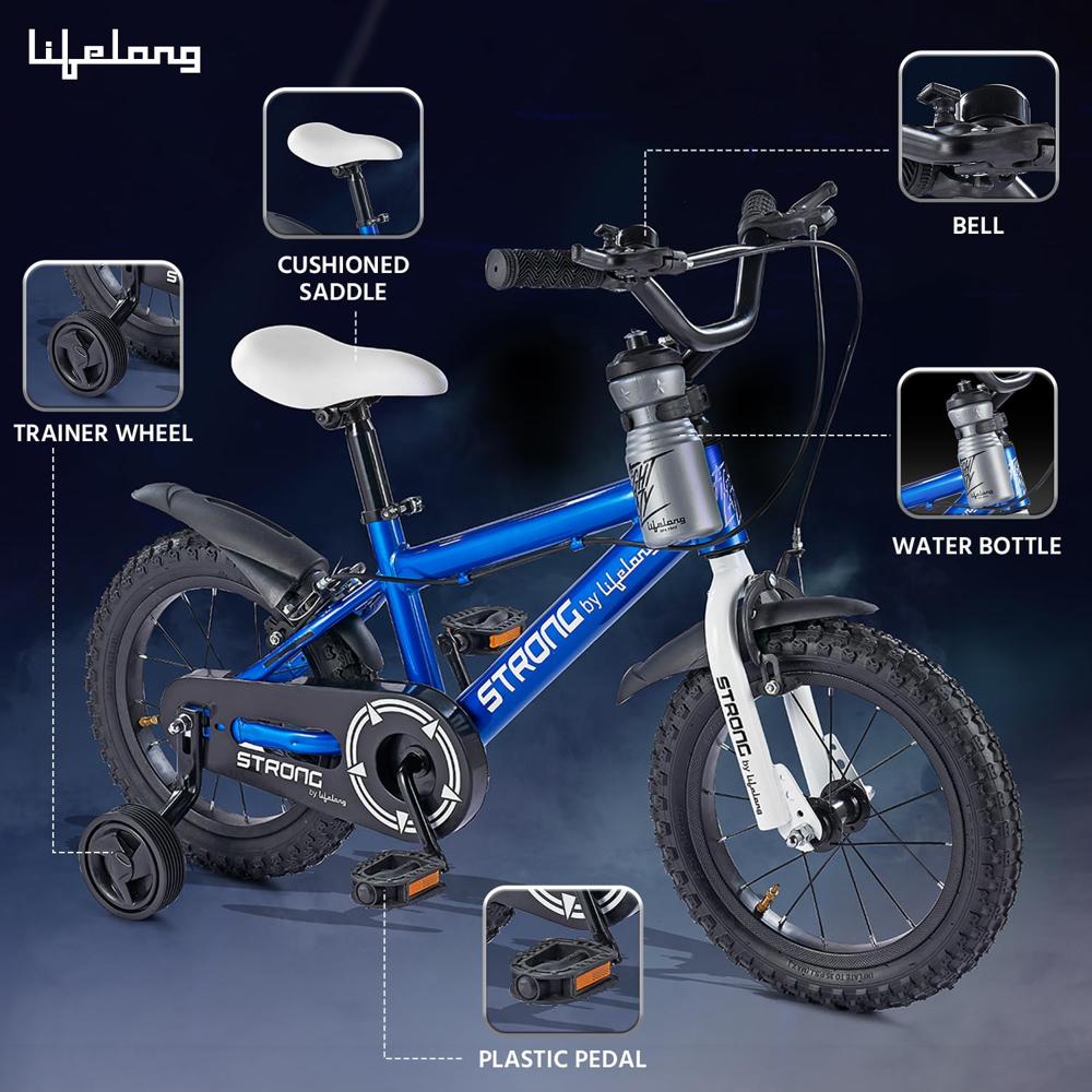Lifelong Strong 14T SS Kids Cycle for Ages 3-6 | Steel Frame, Caliper Brakes | Full Chain Cover with Bushless Chain| OPC Chainwheel |Eva Tire & Tube STRBC14
