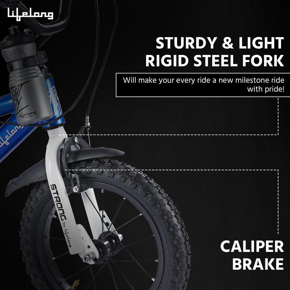 Lifelong Strong 14T SS Kids Cycle for Ages 3-6 | Steel Frame, Caliper Brakes | Full Chain Cover with Bushless Chain| OPC Chainwheel |Eva Tire & Tube STRBC14