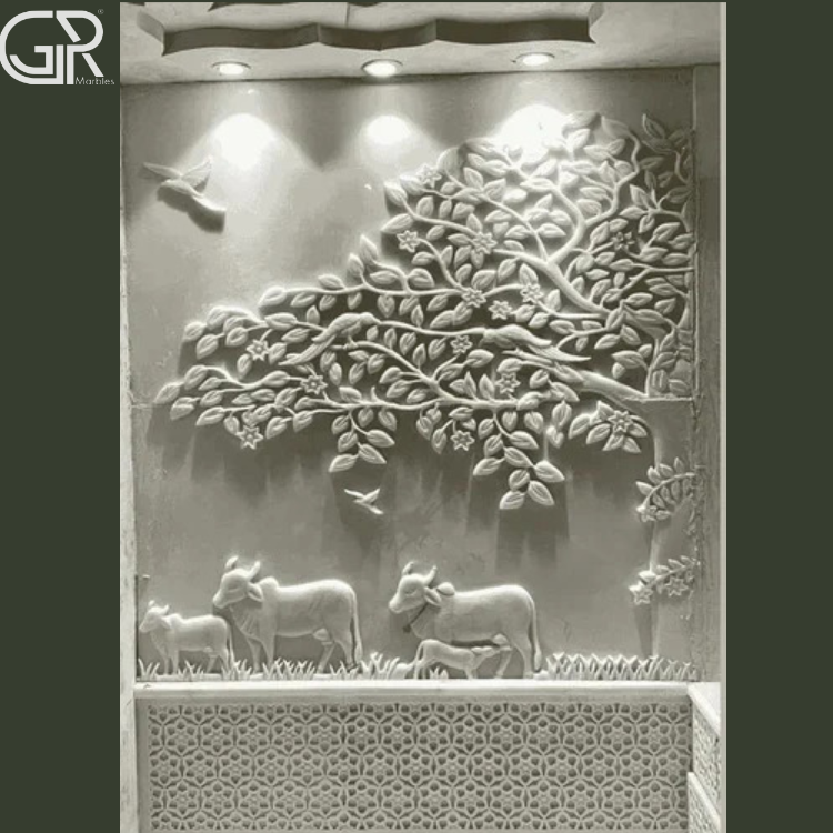 White Marble Wall Carving