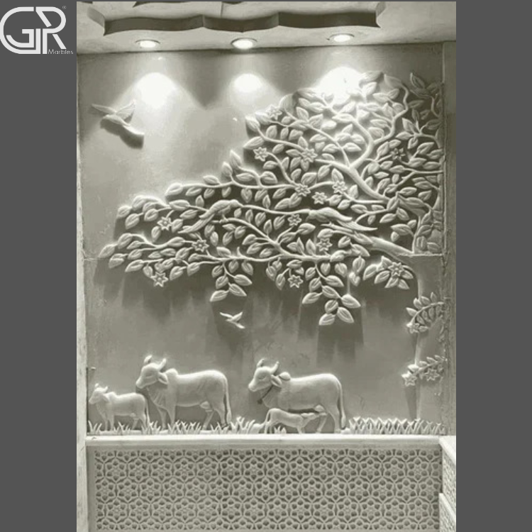 White Marble Wall Carving