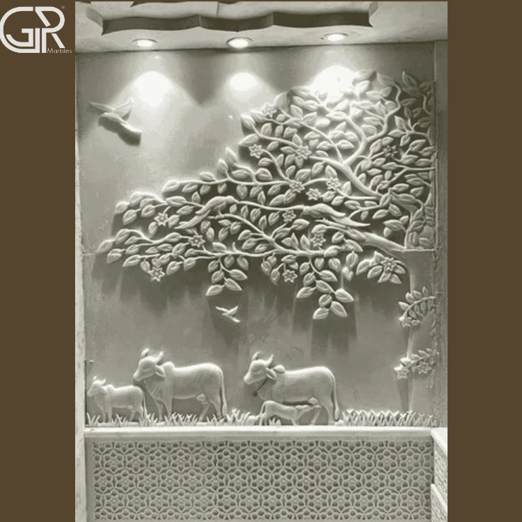 White Marble Wall Carving