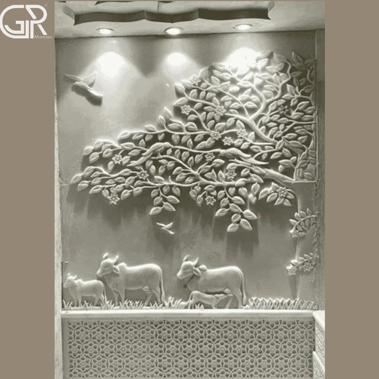 White Marble Wall Carving