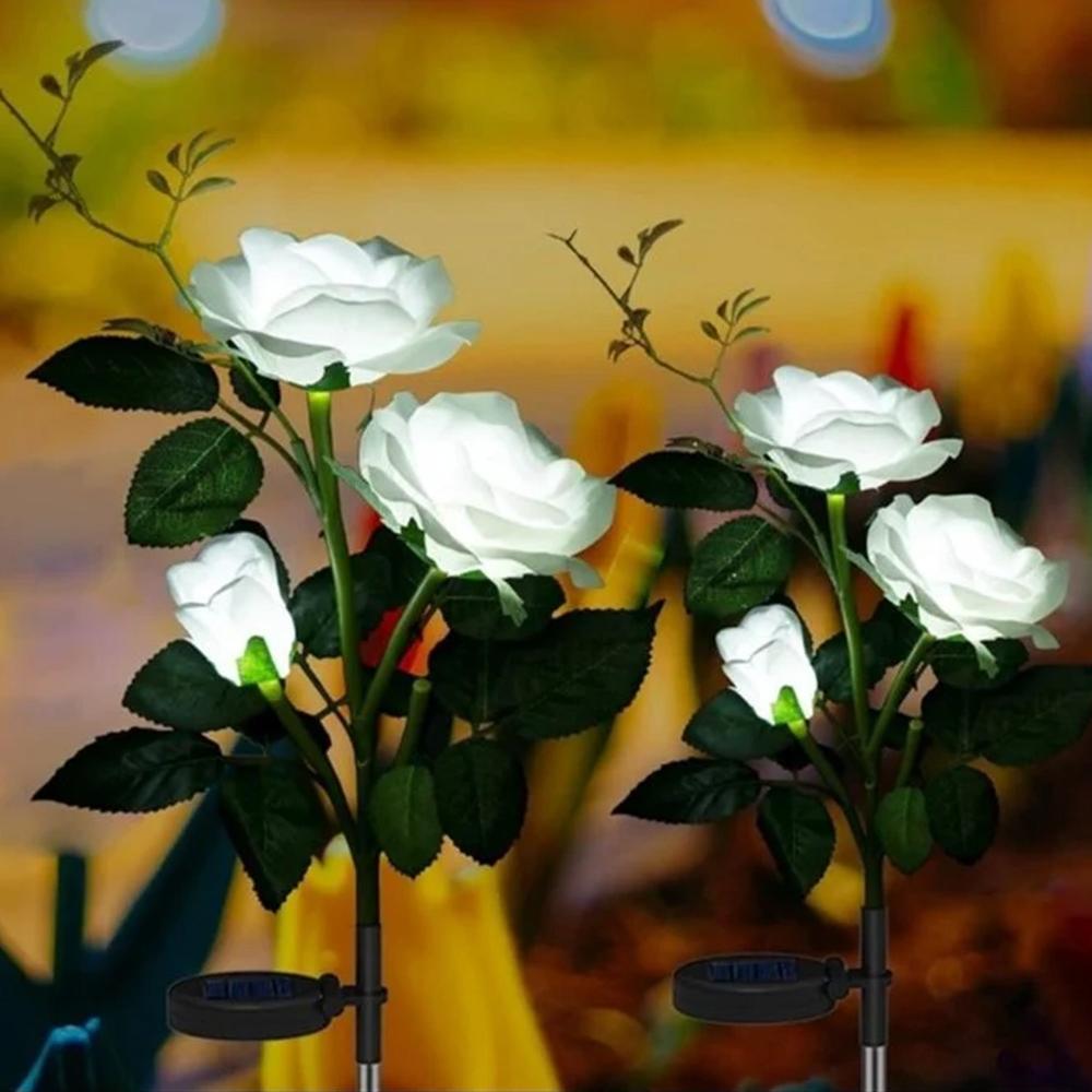 Solar Powered Decorative Garden Flower Lights Set Of 2 - Color: Mix