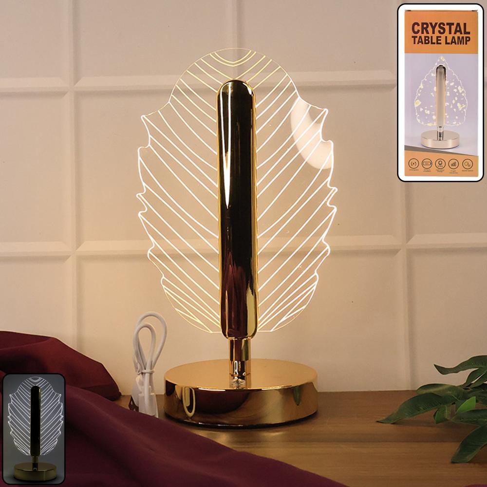 Premium Leaf Shape Crystal Table Lamp (1 Pc) - Color: Mix