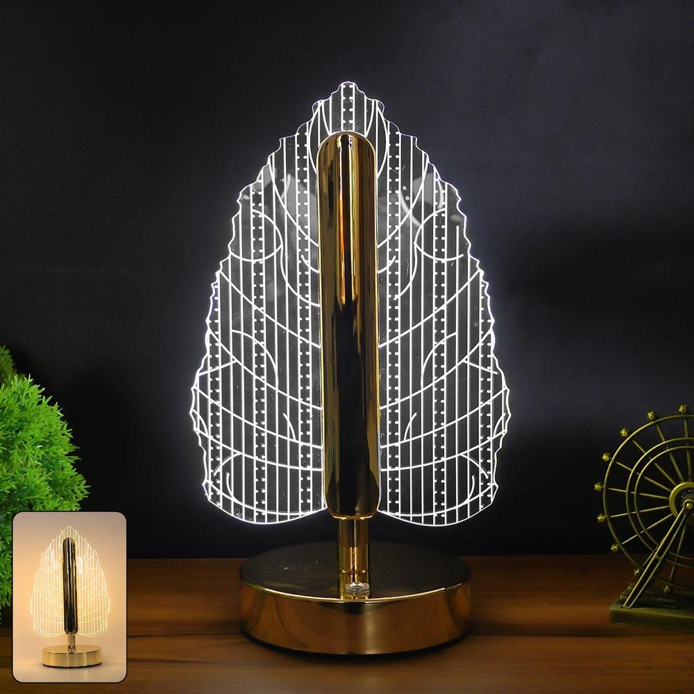 Elegant Plastic Led Table Lamp With Leaf Design Shade (1 Pc) - Color: Mix