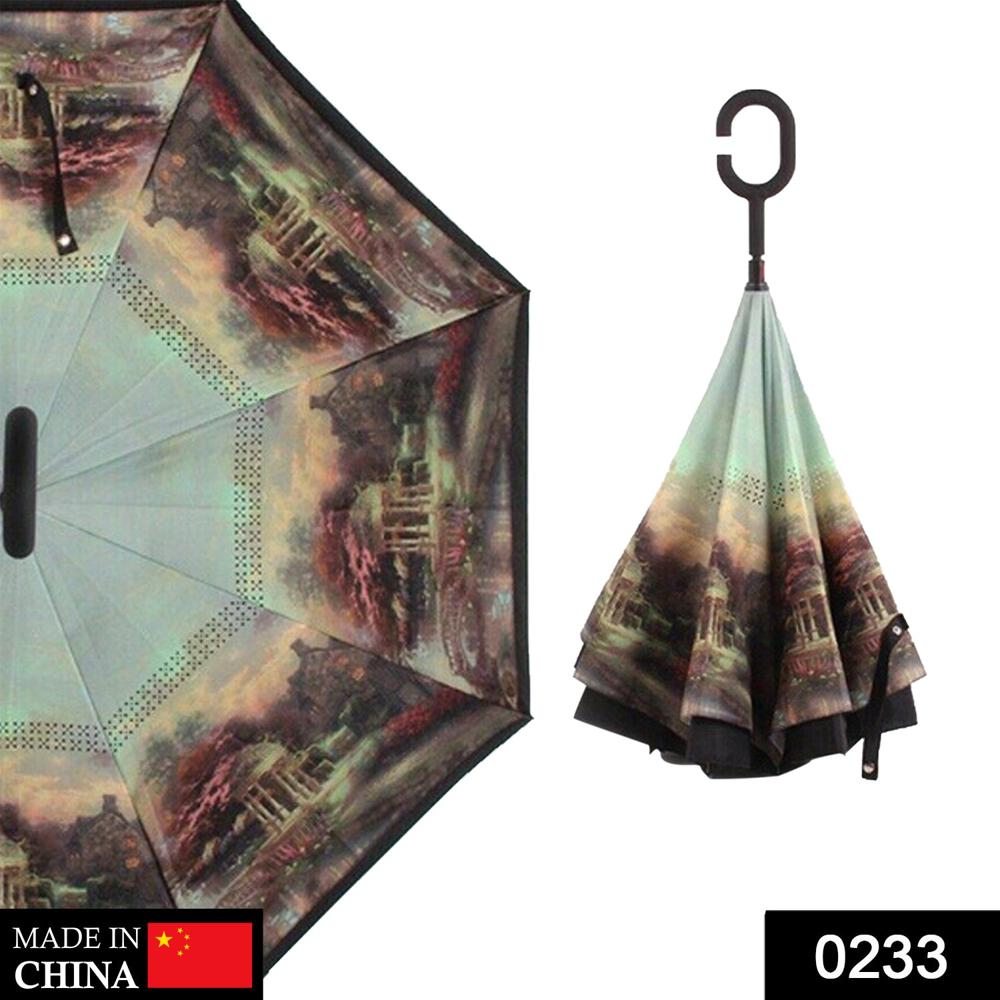 Printed Travel Windproof Umbrella (reverse Umbrella) - Color: Mix
