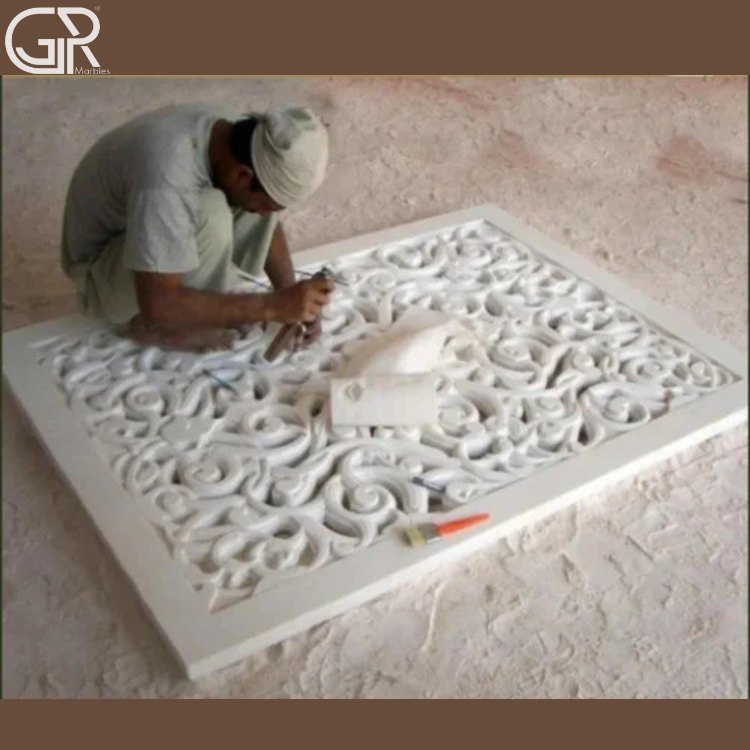 Polished White Marble Carving