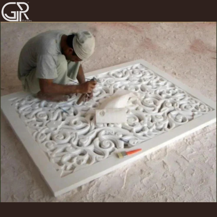 Polished White Marble Carving