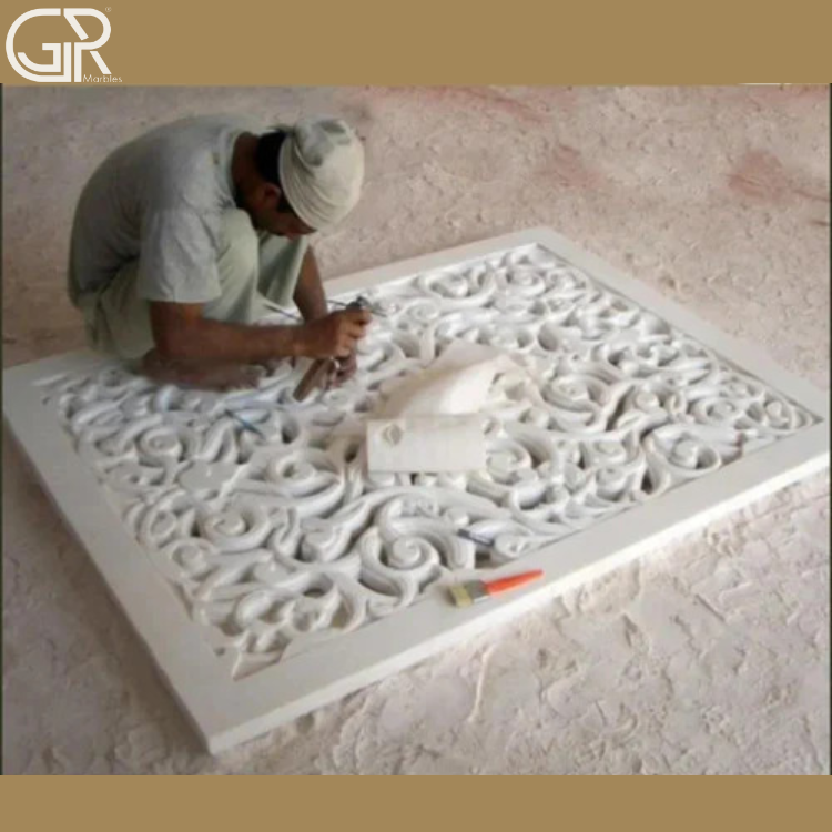 Polished White Marble Carving