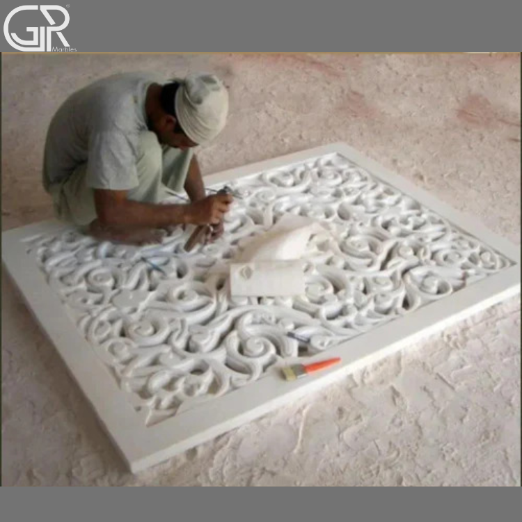 Polished White Marble Carving