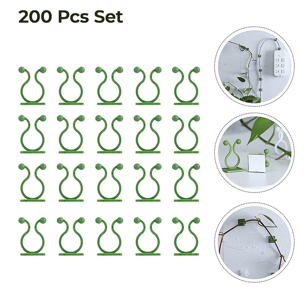 Plant Climbing Wall Fixture Clip Self-Adhesive Hook (Approx 200 Pcs Set) - Color: Mix