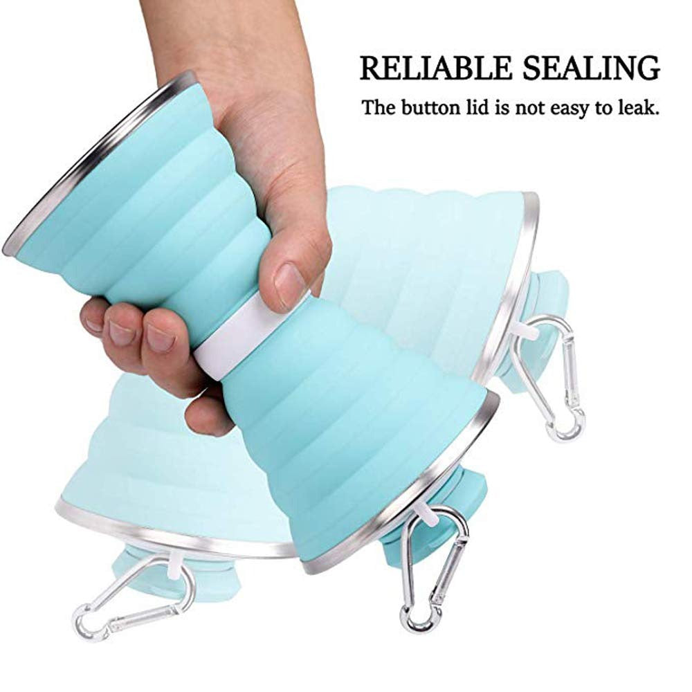 Silicone Collapsible Water Bottle For Camping & Sports (Bpa Free, Leak Proof) - Color: Mix