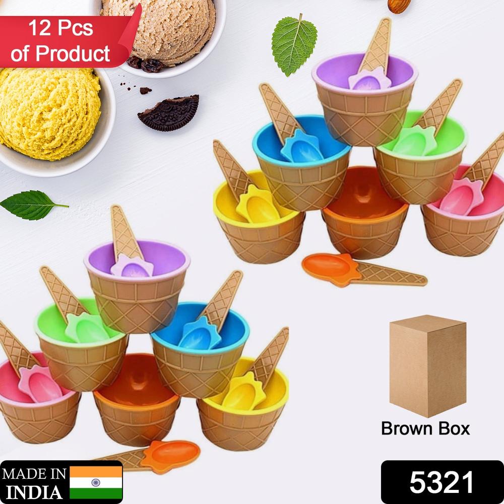 Ice-cream Waffle Spoon Bowl Cup Set Premium Ice Cream Set 12 Units Coupler Bowl - Color: Mix