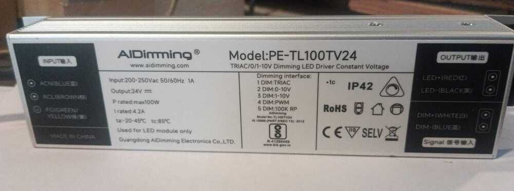 Pe tl100tv24 Aidimming 24v 100w Dimmable LED Driver
